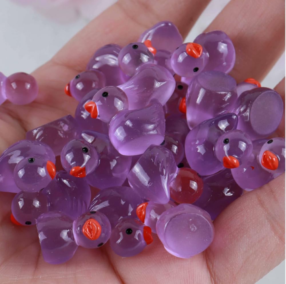 100pcs Mini Resin Duck,15 mm Dollhouse Décor Glow in The Dark for Aquarium Decor Micro Fairy Garden Landscape Hide,Seek Party Toys,Easter Basket Stuffer