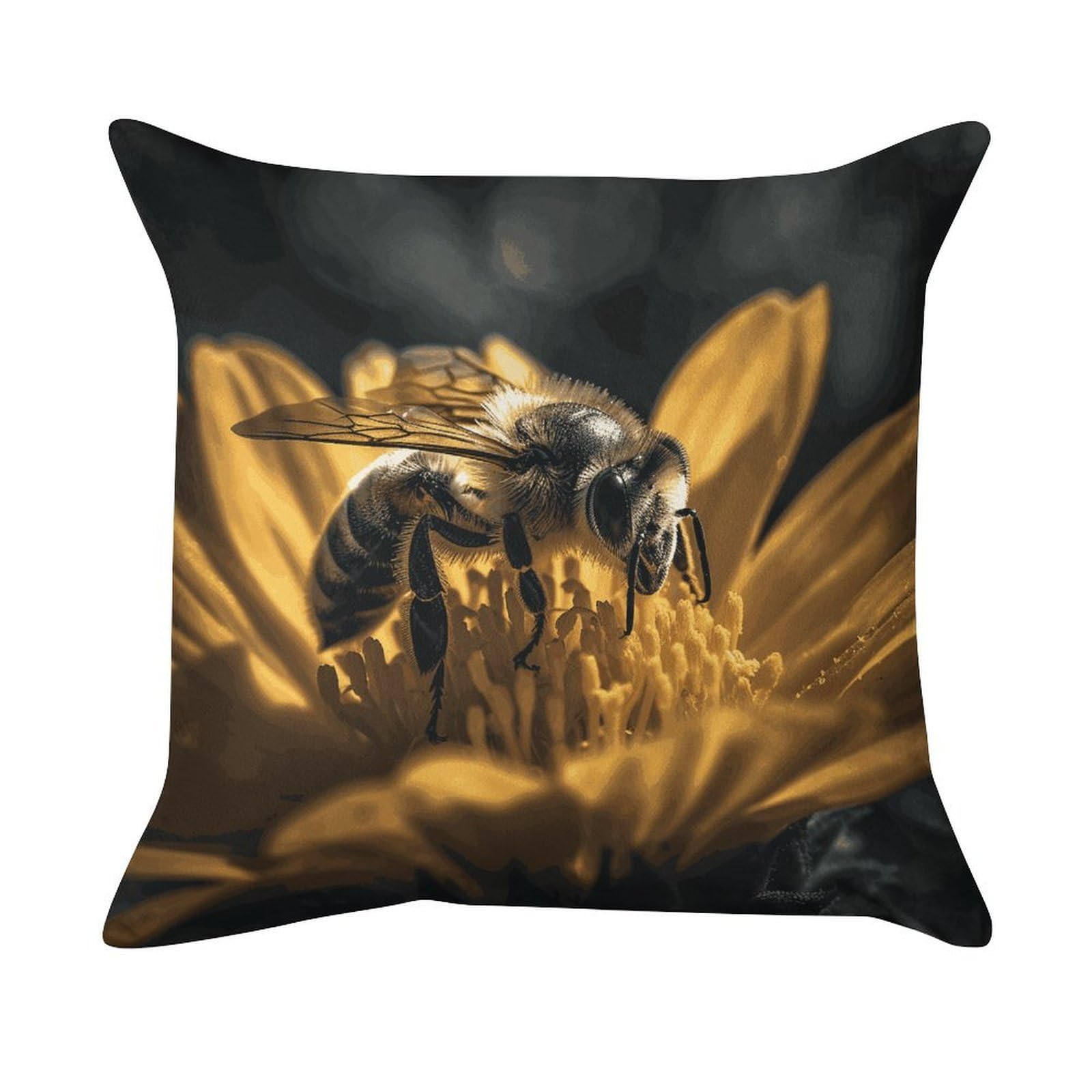 MUSM Serious Bee Throw Pillow Cover Standard Pillowcases with Invisible Zipper Luxury Cozy Velvet Pillow Shams Ultra Soft Lumbar Pillows Shells Decorative Square Cushion Cases