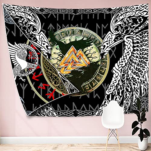 Tpmdfc Viking Raven Tapestry Double Sided Tapestries Twins Ravens In Norse Mythology Nordic Art Wall Hanging Tapestries 80X60In For Bedroom Living Room Decor Sgtrltp8 #TOP1