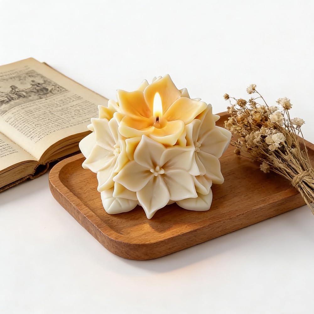 Flower Ball Silicone Candle Mold,3D Silicone Molds for Crafts Flowers Balls Epoxy UV Resin Molds Cement Mold for Chocolate Soap Making Wax Melt Resin Casting DIY Candy Gummy Cookie Aromatherapy
