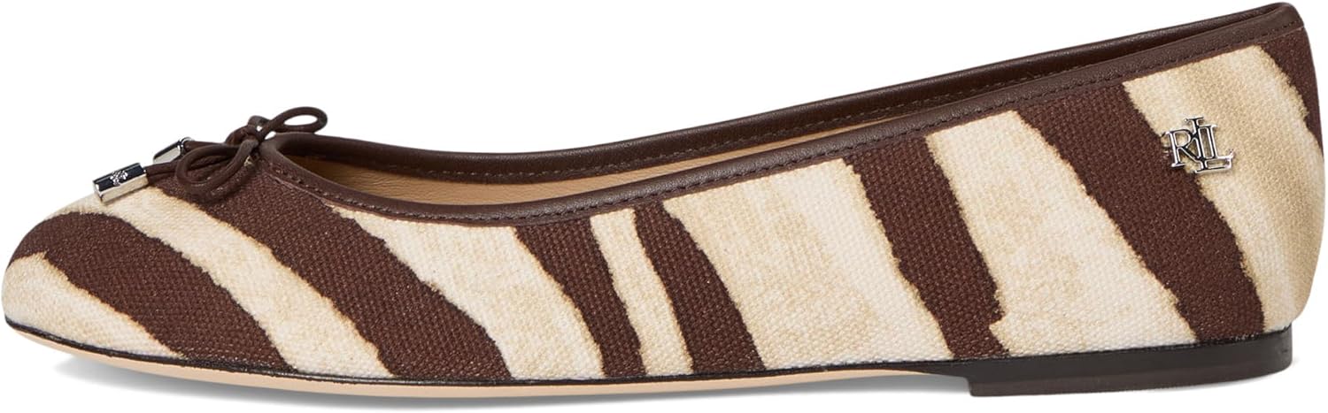 Lauren Ralph Lauren Womens Jayna Zebra-Print Canvas Flats - Image 4