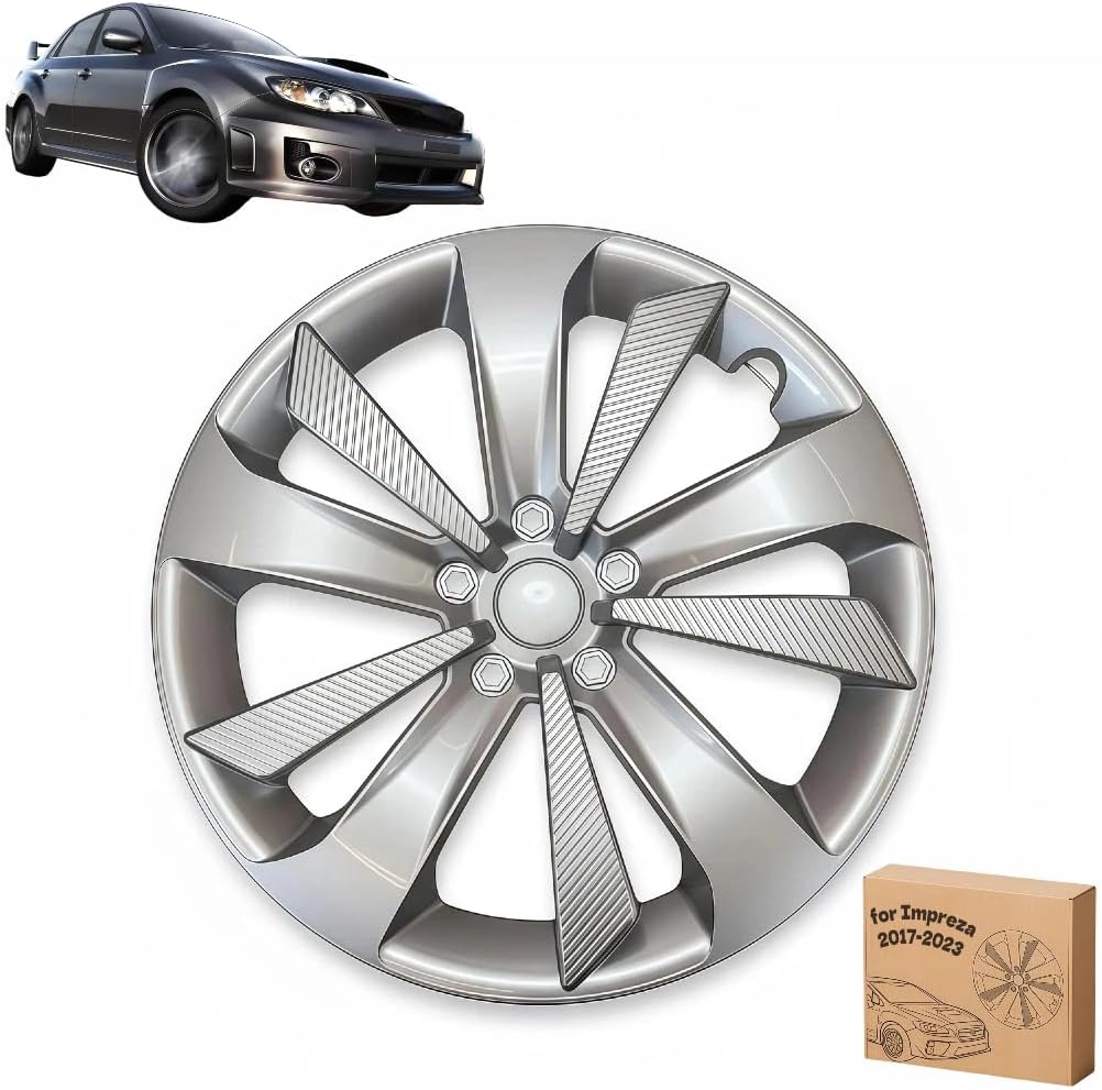 Hubcap for 2017-2023 Subaru Impreza 16“, 1:1 Wheel Cover Replacement for 28811FL010 28811FL02A, High-Retention Secure Snap-on Rim Cover Accessories (Silvery, 1PC Aftermarket Part)