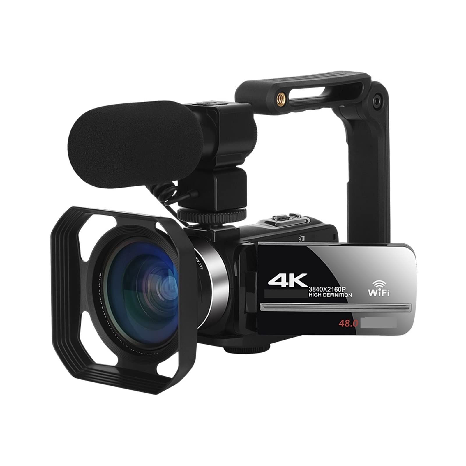 Grabación en Bucle Cámaras Digitales 4K Lapso de Tiempo Videocámara de transmisión de Video de 48MP for Blog Girar Pantalla Webcam Vlog(16G SD Card)