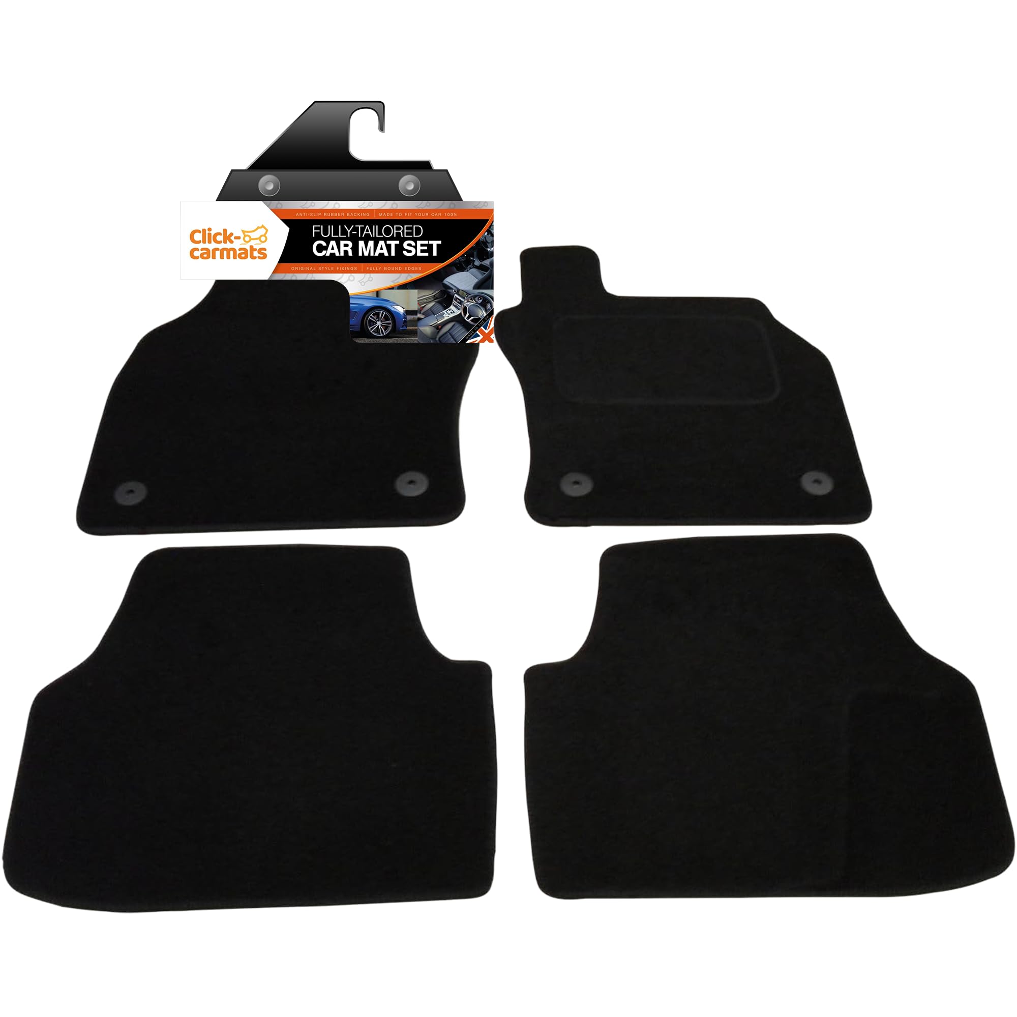 Fully Tailored Logo Floor Mats For Audi A3 8V 2012-2020 – 4-Piece Set, Black Velour, Anti-Slip Backing