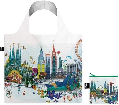 Miniatura 10 de LOQI Artist Kristjana S Williams Interiors Bolsa de compra reutilizable, OS, mapa del mundo