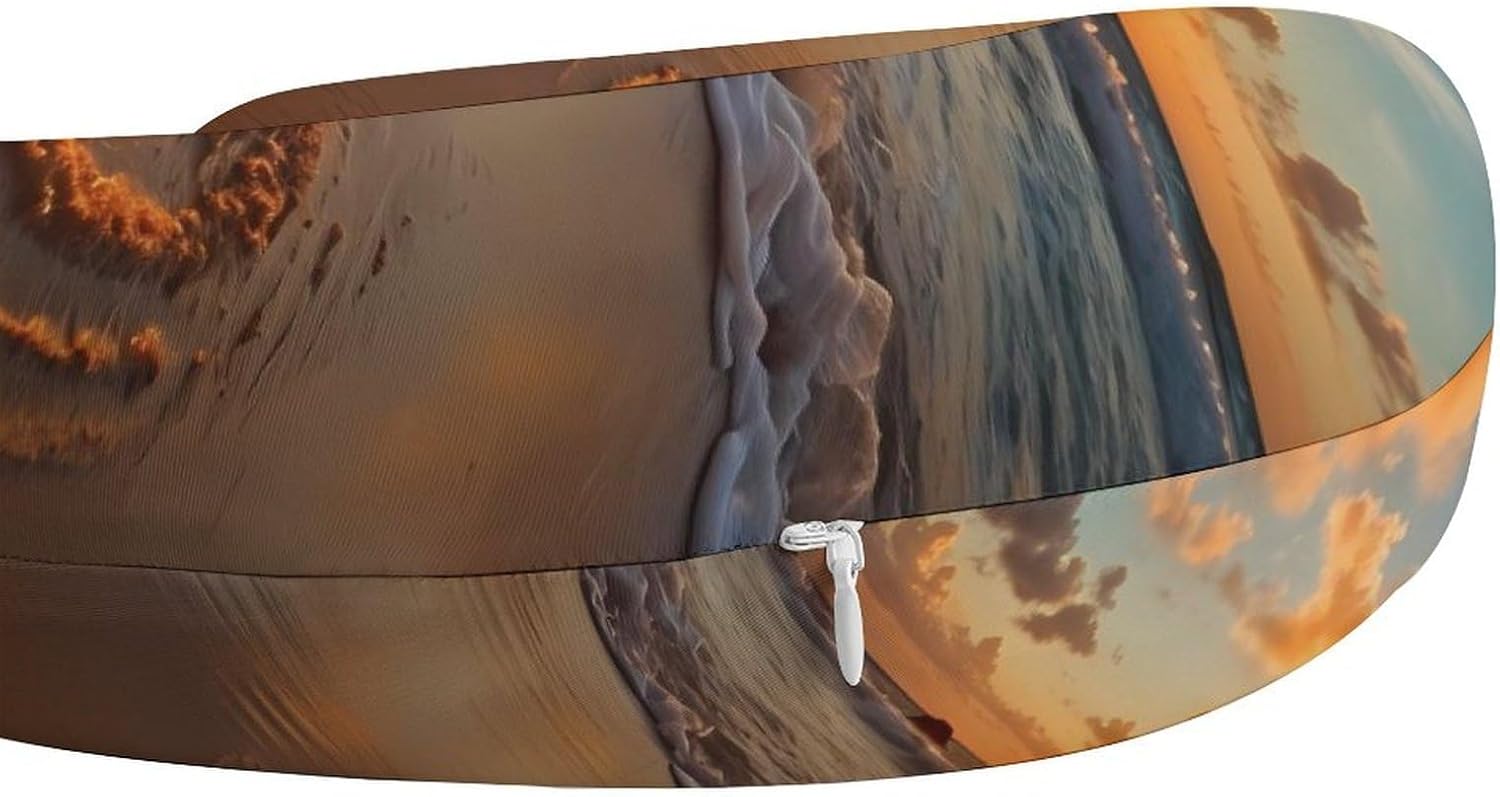 Beach Love Sunset U Shaped Neck Pillow Portable Travel Airplane Headrest Pillow Lightweight Support Pillow Cushion
