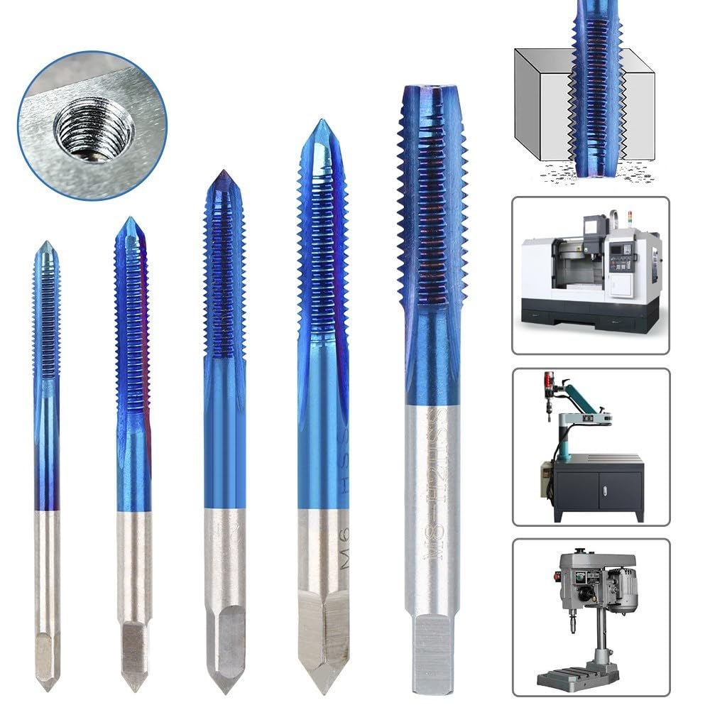 Juego de brocas y machos, Thread Tap Wrench Set HSS M1-M20 Blue Coated Straight Flute(M3x0.5)