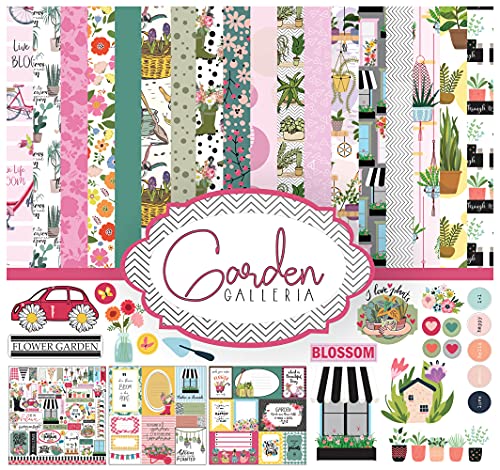 Inkdotpot Floral House Plants Theme Collection Double-Sided Scrapbook Paper Kit Cardstock 12"X12" Card Making Paper Pack With Sticker Sheet - 16 Pages - Pastel Pink #TOP2