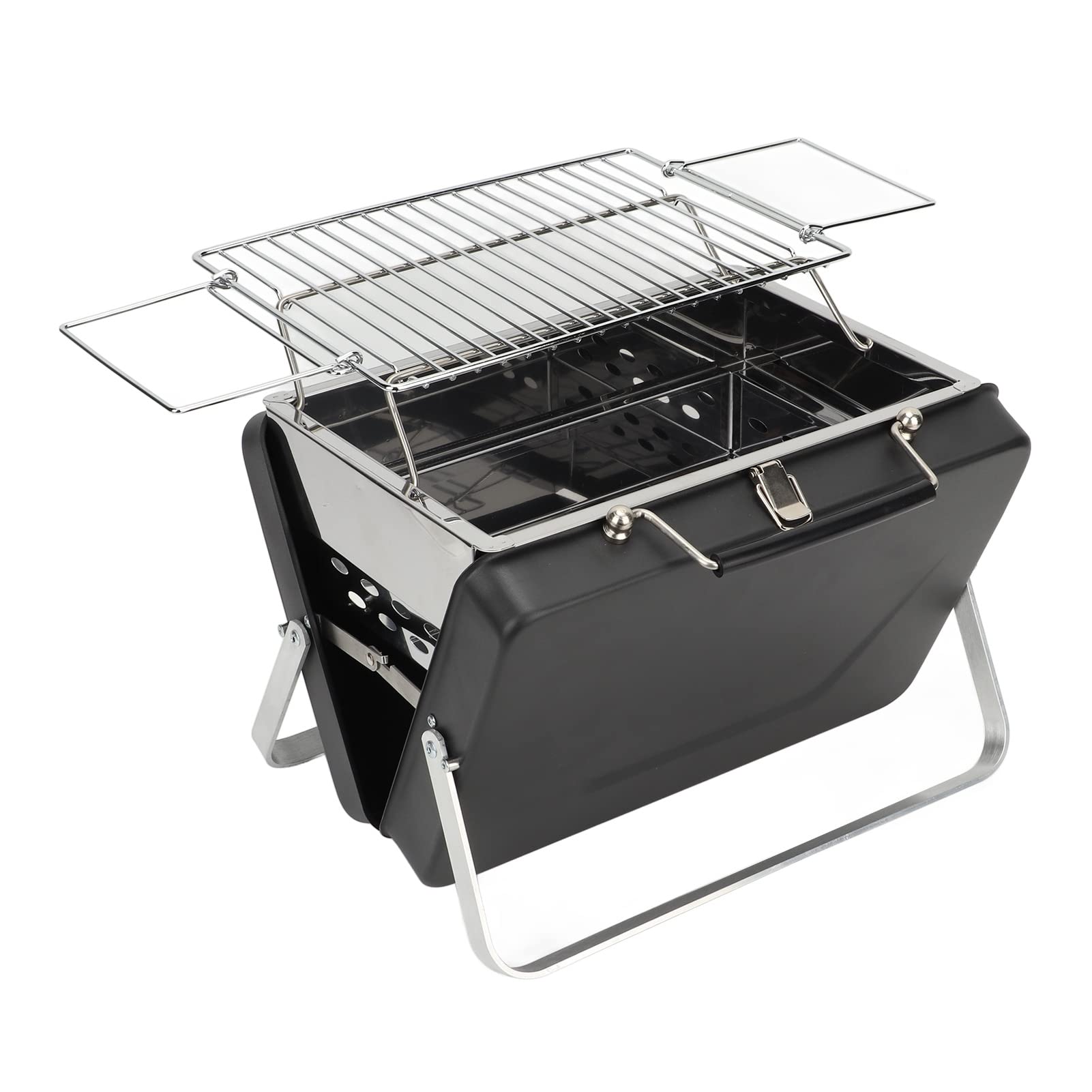 BRRNOO Grill do Grillowania, Przenośny Grill Węglowy o Twardości, Przenośny Składany na Kemping na świeżym Powietrzu (BLACK)
