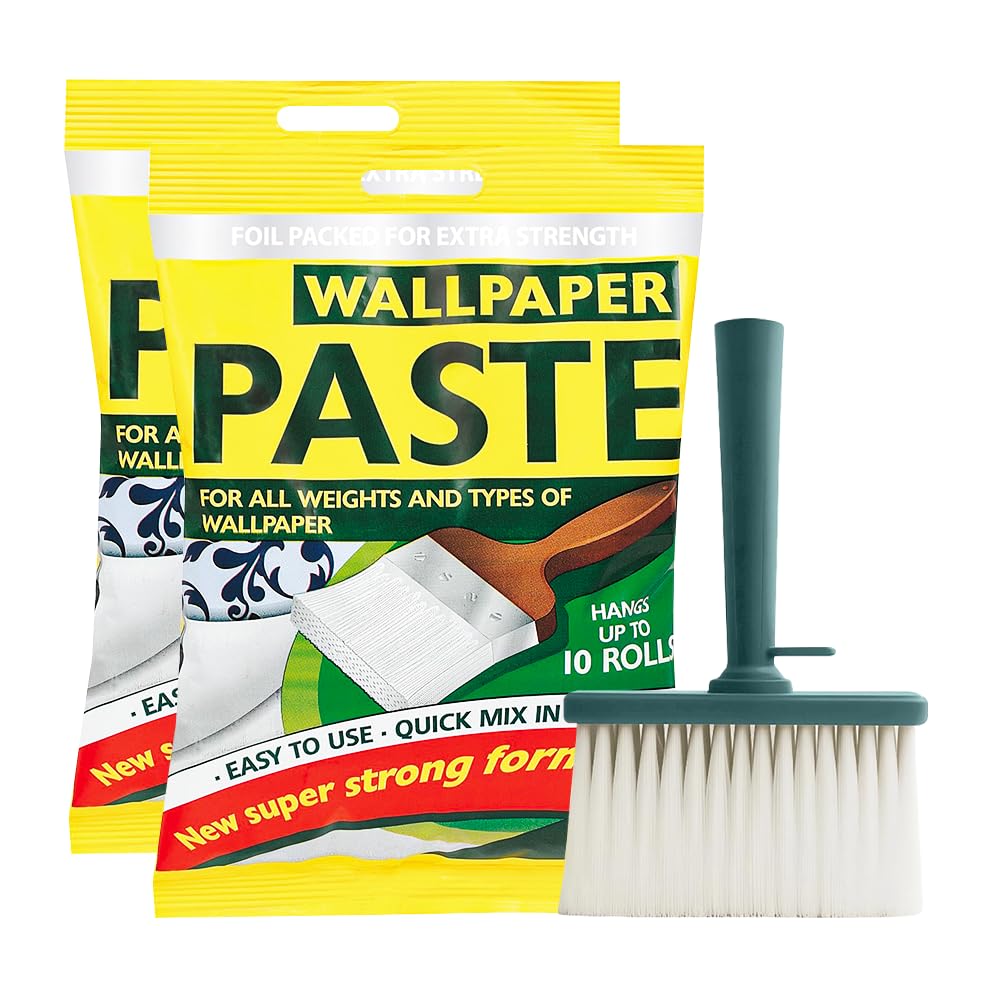 Zopper Wallpaper Paste Bundle – 2 x Wallpaper Adhesive 200g with 1 Brush – Easy Apply Paste for All Wallpaper Types – Home Decorating DIY Set (24 Pints)