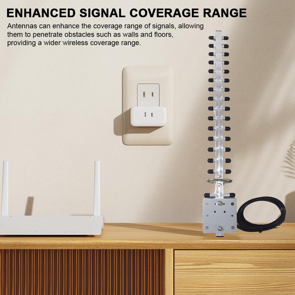 Ya-gi Antenne WiFi 2,4 GHz (25 dBi) Antenne Ya-gi sans Fil à Gain élevé Booster directionnel 2400-2500 MHz avec connecteur RP-SMA pour routeur réseau sans Fil