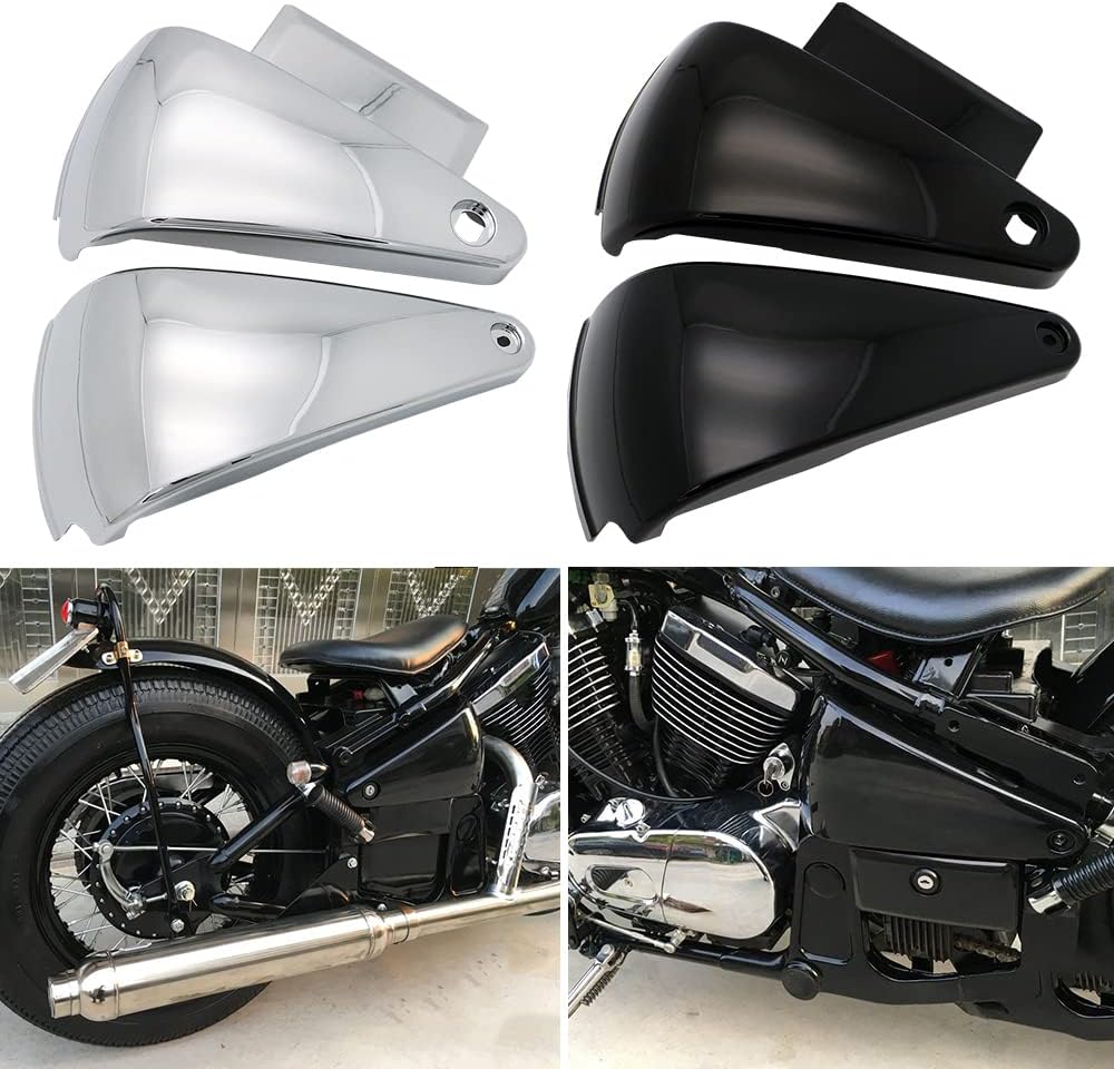 Motorcycle Left & Right Battery Fairing Covers Side Panel Oil Tank Cover For Kawasaki Vulcan 800 400 VN800 VN400 Classic 1995-2006(Glossy Black)