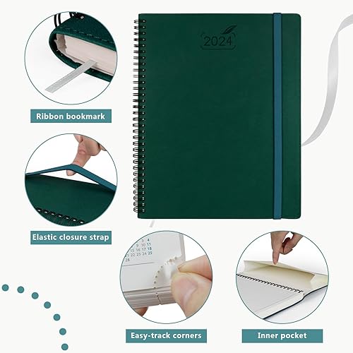 Miniatura 5 de Agenda 2024 de BEZEND, calendario A4 de 8.5 x 11 pulgadas, agenda diaria, semanal y mensual, encuadernada en espiral, papel de 3.53 ozm certificado