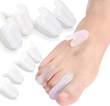 Toe Separators 8PCS Soft Flared Gel Toe Spreader Silicone Toe Spacers for Overlapping Toes - Bunion Corrector Toe Splint Helps with Pain Relief - Restoring Toe for Men and Women-4S+4L Clear