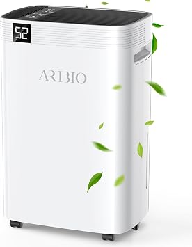 Electric Dehumidifier 20 L/Day High Performance Dehumidifier Room Dehumidifier with LED Display Tumble Drying Drain Hose Timer and Defrosting Room Size Approx. 200 m³/60 m² for Homes Bathrooms Basements