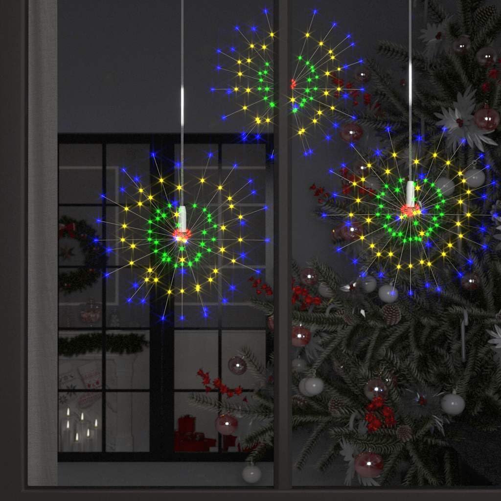 Feuerwerkslichter 2 STK. Mehrfarbig 20 cm Kupferdraht Lichterkette mit 280 LEDs für Weihnachtsdeko Innenbereich Außenbereich Balkon Garten mit Fernbedienung und 8 Lichteffekten