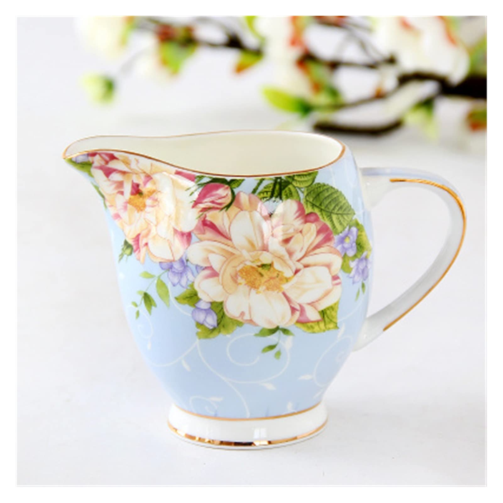 Service à café en Porcelaine, pichet à Lait, pichet à thé en céramique pour la Maison (Bleu 300ml)