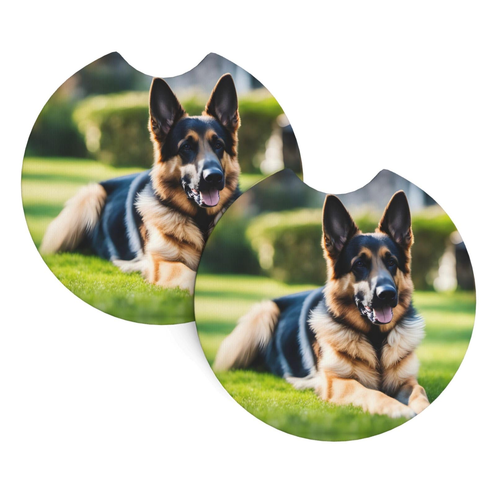 German Shepherd Dog Printing Car Coasters 2 Pack - Durable Waterproof, Odorless, Easy to- Interior Car Accessories for Women and Menon