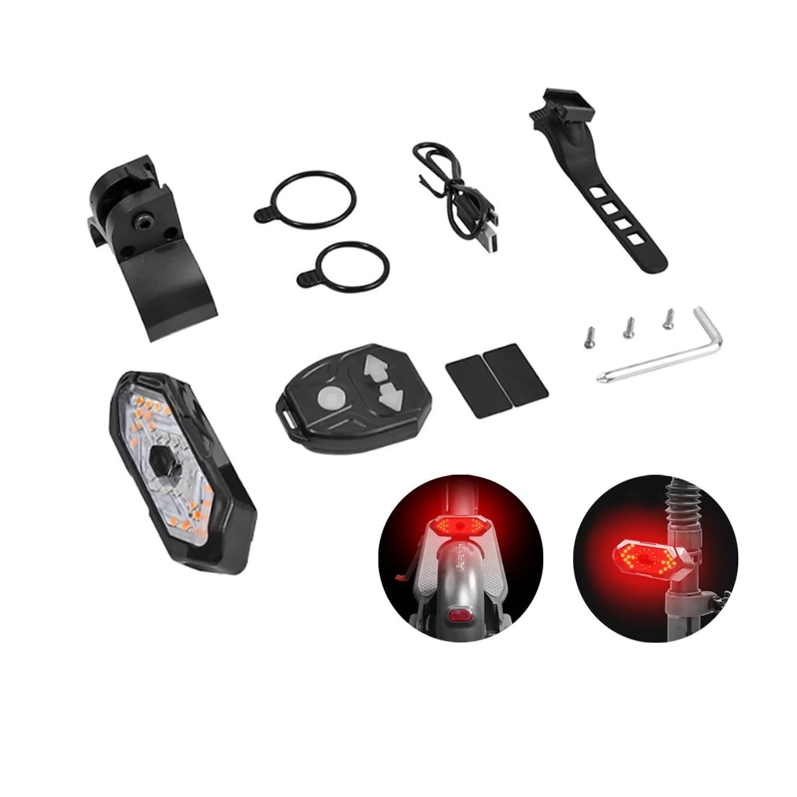 Fanale Posteriore Lampeggiante con clacson, Luce di Segnalazione a LED Compatibile con Ninebot Max G30, Monopattino Elettrico, Telecomando Wireless, lampade di Sicurezza
