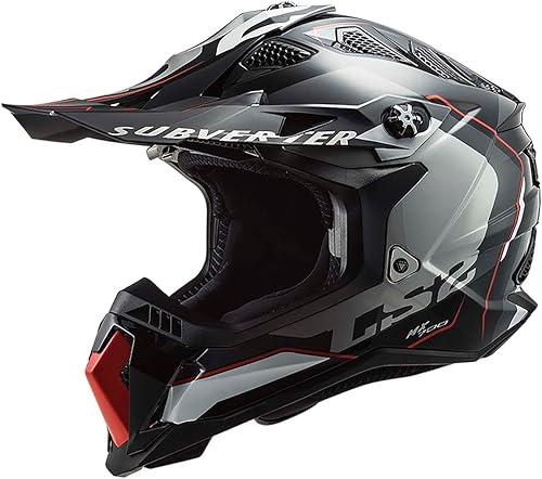 Casco LS2 MX-Off Road Subverter Evo Arqueado Brillo Negro/Rojo/Plata