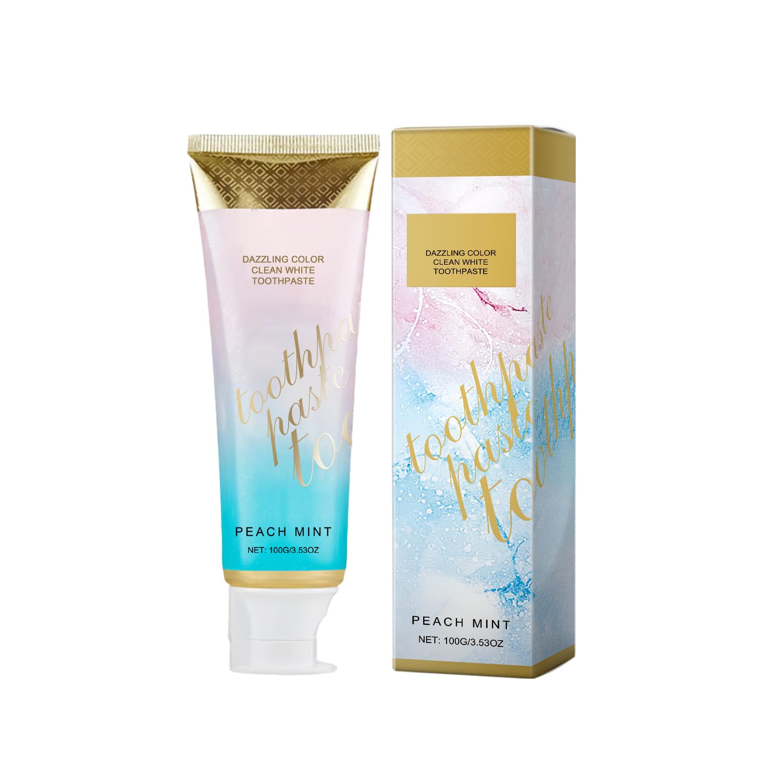 Radiant Whitening Toothpaste Remove Tooth Stains Fresh Breath Intensive Complete Care Repair and Protect Peach Mint 1PCS