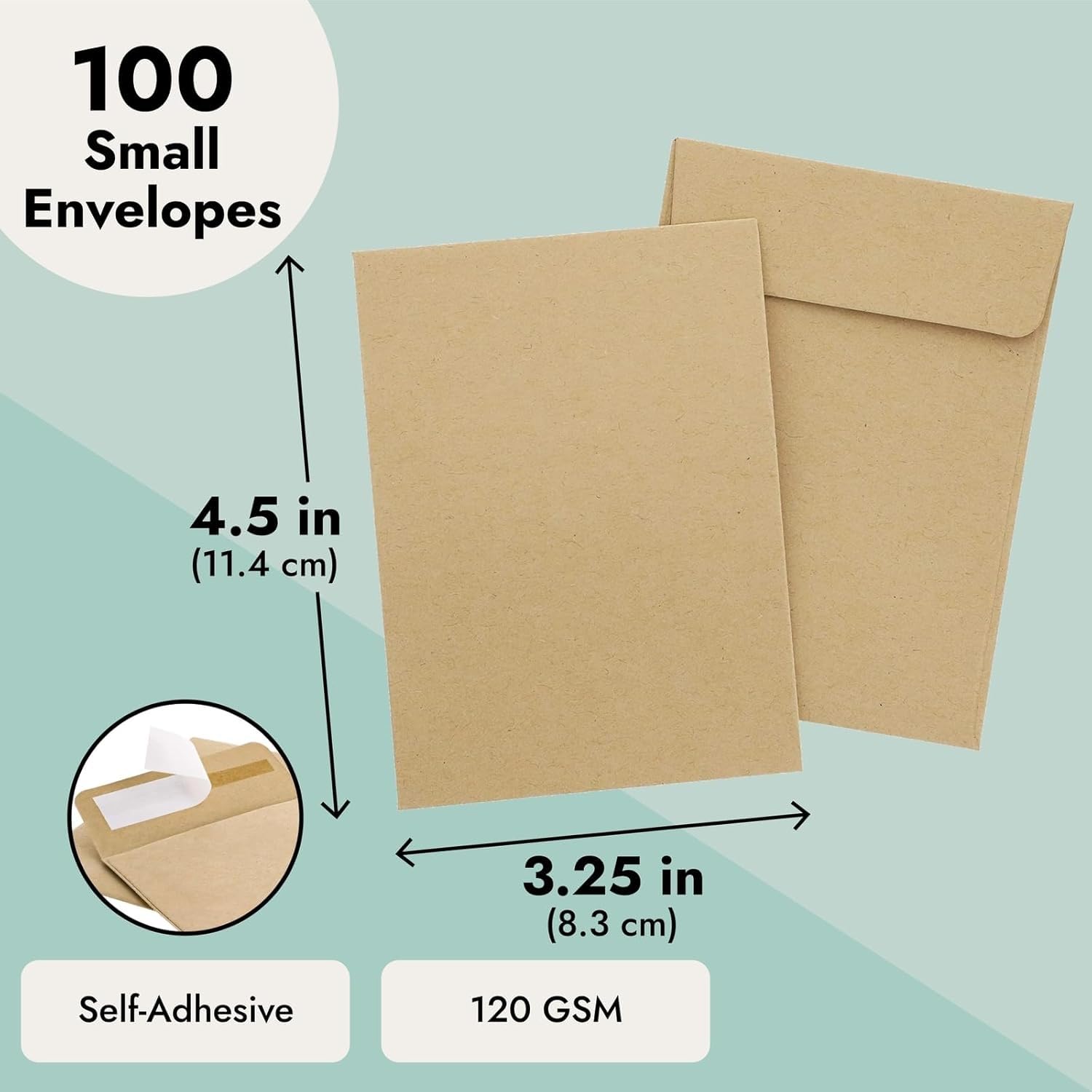 400 mini enveloppes vierges carrées en papier kraft