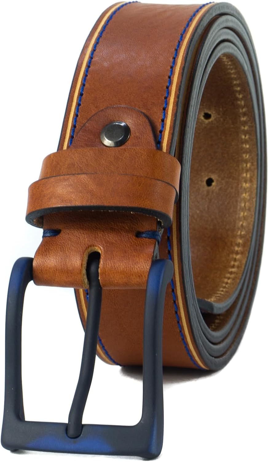 Men's Leather Belt - Handmade Belts for Men with Buckle, Full Grain Leather Belts, Casual & Dress & Reversible