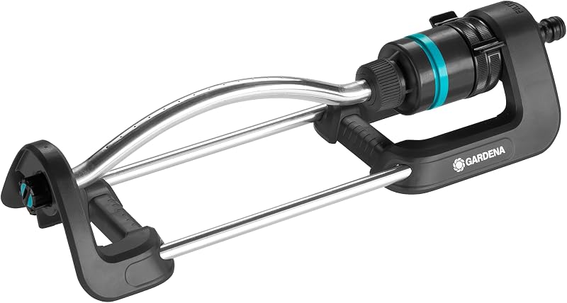 Gardena Ecoline Rectangular Sprinkler: Lawn Sprinkler for Watering Areas from 90 to 220 m², Reach of 7 to 17 m, Spray Spread of up to 13 m, Made from Recycled Material (18920-20)