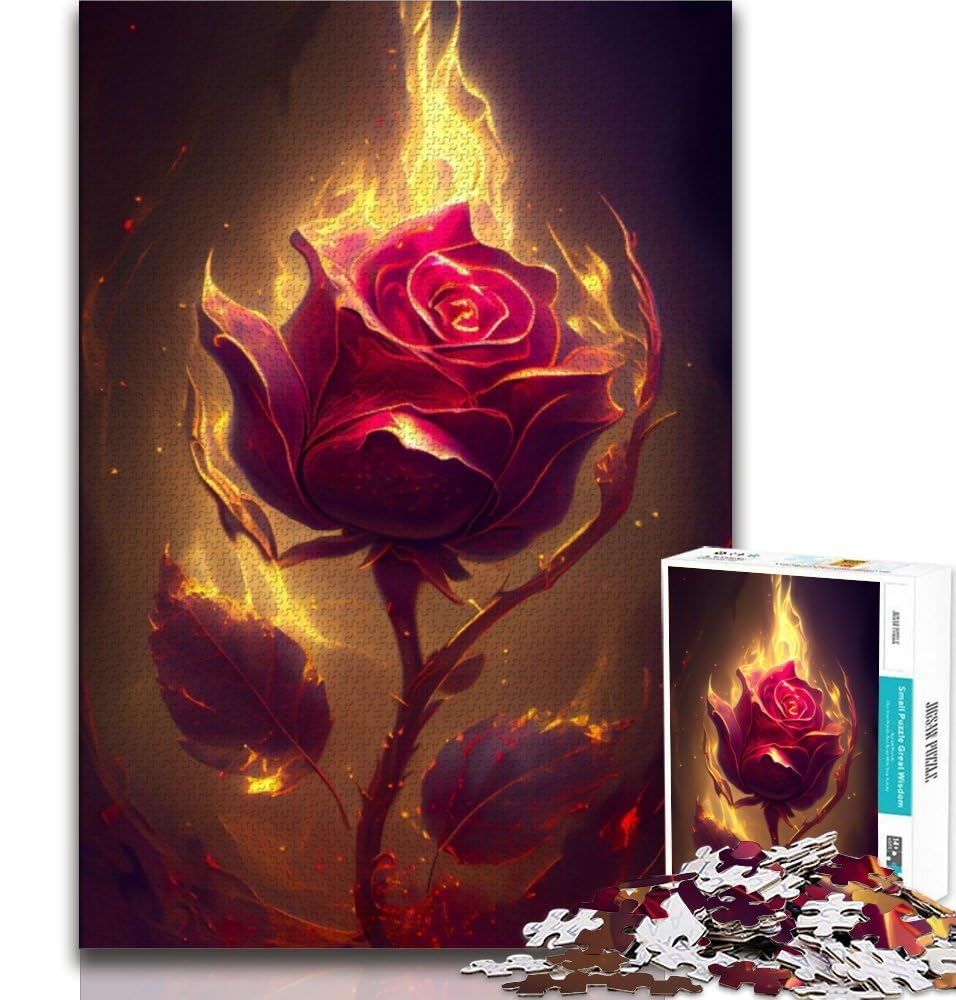 1000 Pieces Jigsaw Puzzles for Adults And Teens Burning Rose Adult Puzzles,Educational Toys & Games for Adults And Teenagers 38x26cm