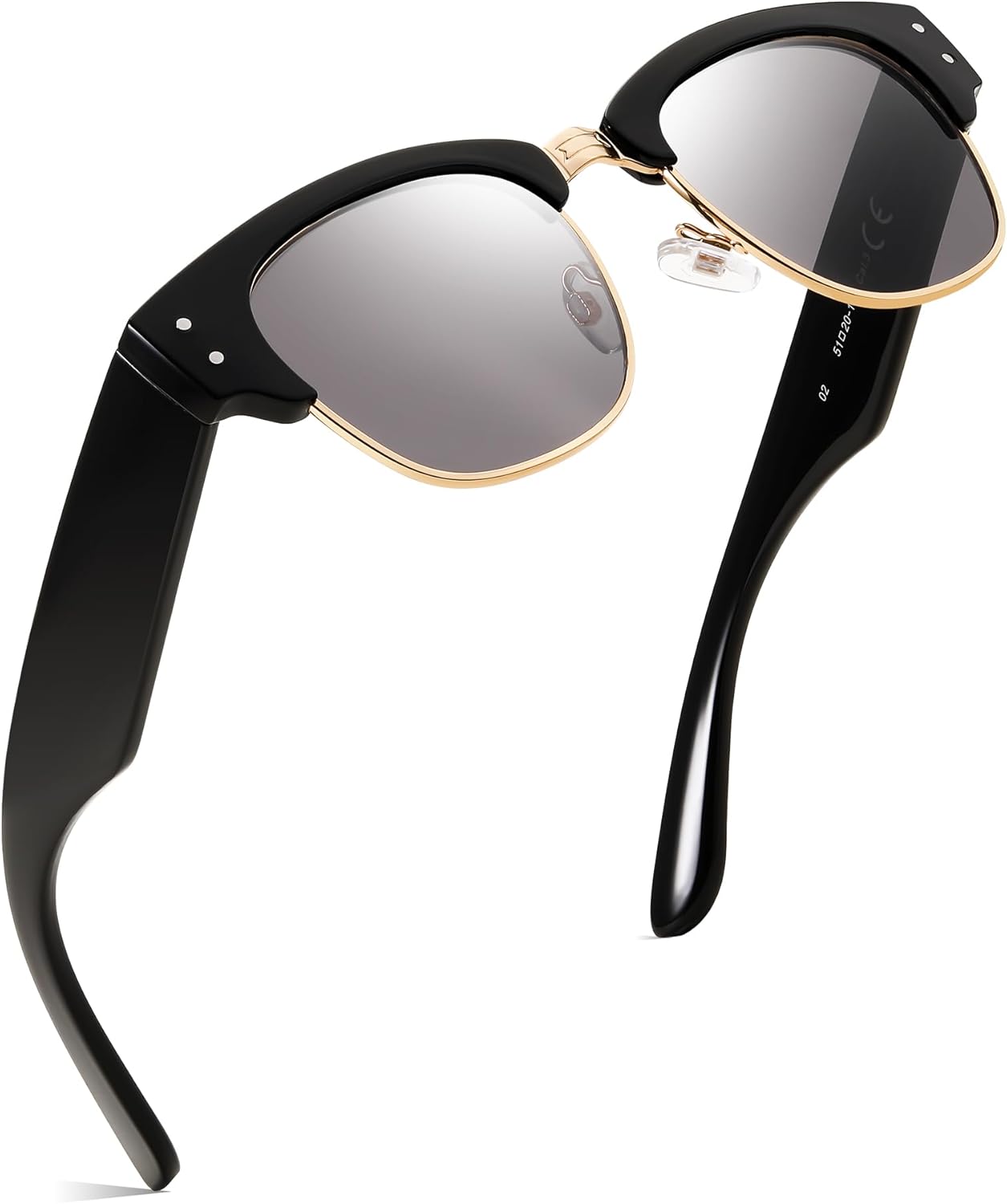 FEISEDY Semi-Rimless Sunglasses for Men Women Classic Sun Glasses Retro Metal Frame Shades UV400 Protection B0185