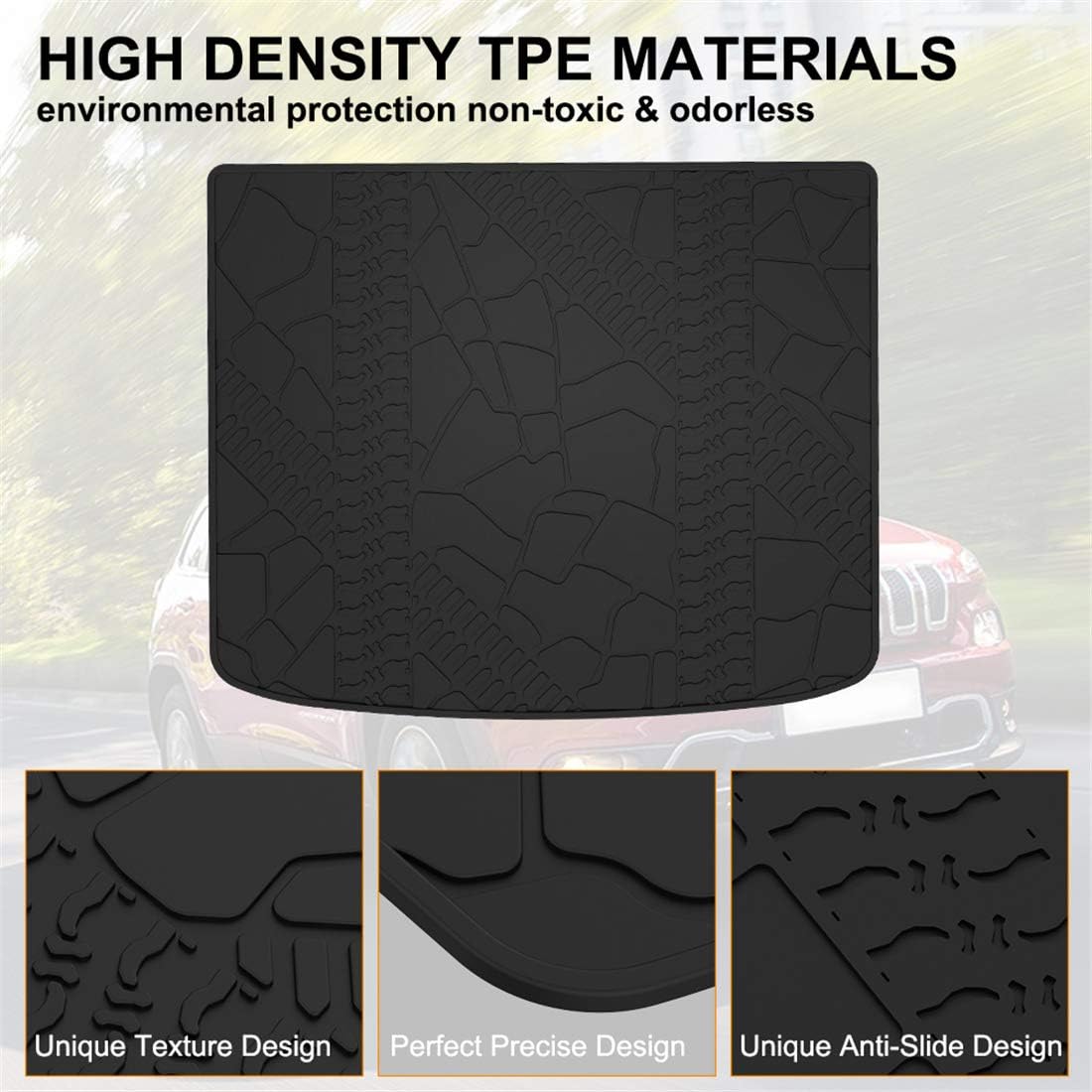 KIWI MASTER Cargo Trunk Mat Compatible with 2014-2023 Jeep Cherokee Accessories All Weather Rear Cargo Tray Liner
