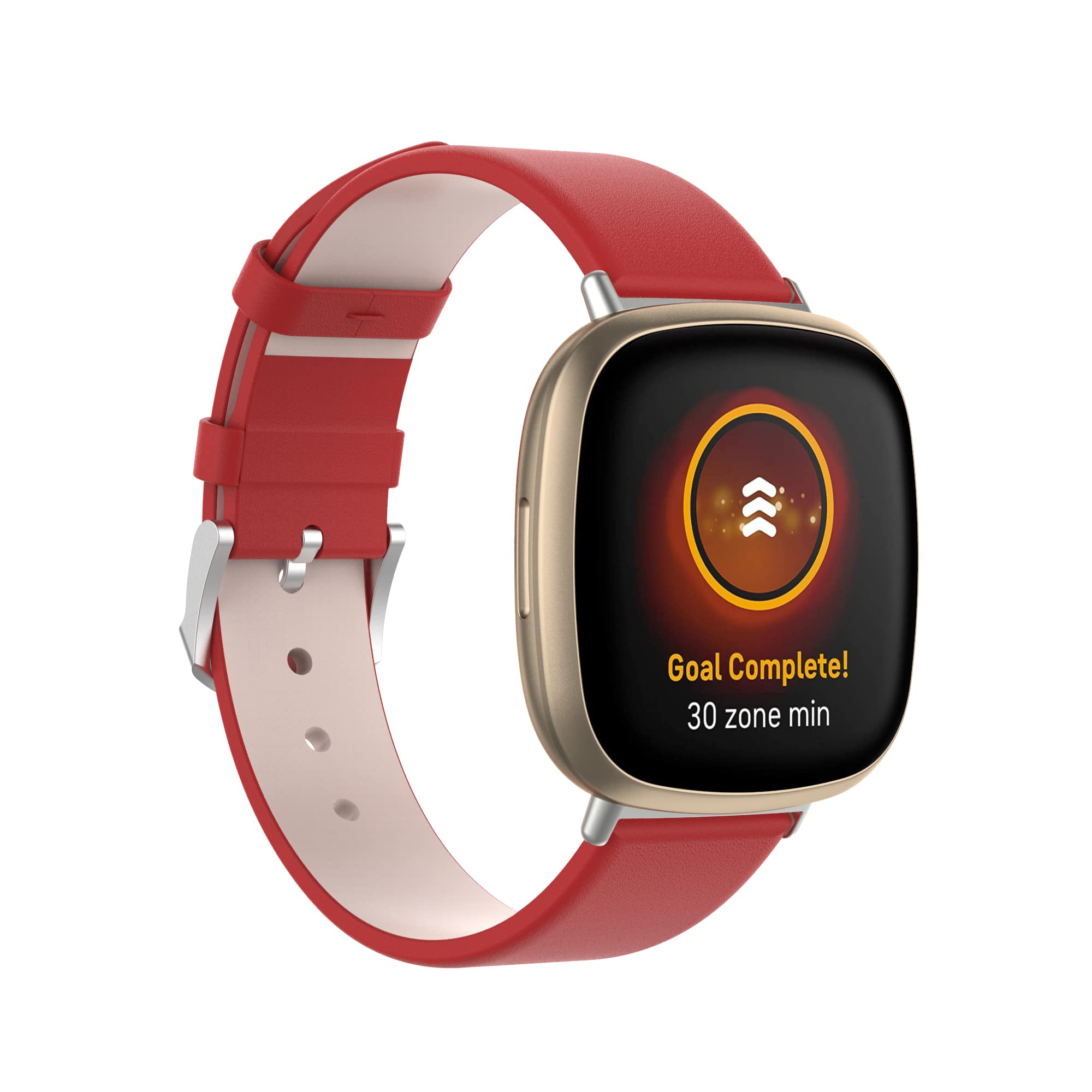 KUTEWEU Strap Compatible with Fitbit Versa 4/ Fitbit Versa 3, PU Leather Soft Sport Breathable Straps Adjustable Replacement Band for Fitbit Versa 4/ Fitbit Versa 3, Men Women (Red)