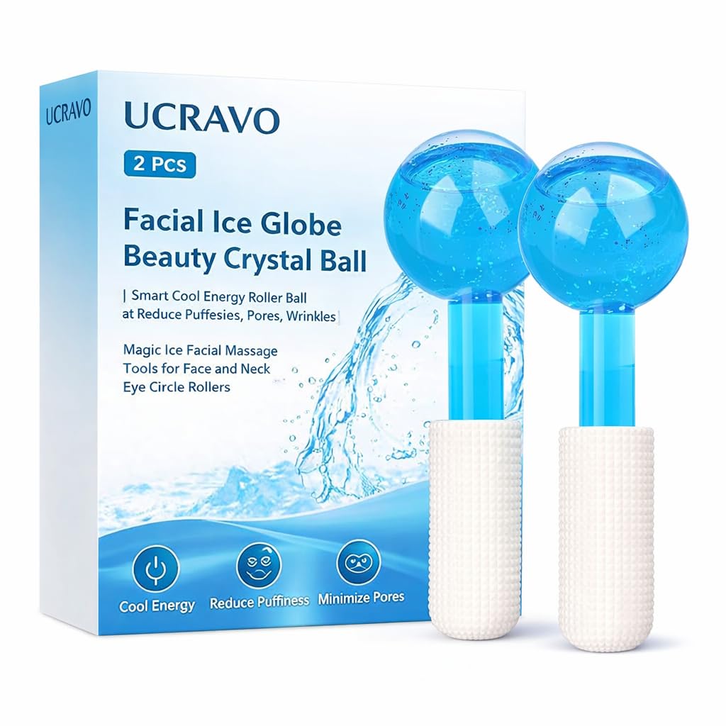UCRAVO 2PCS Facial Ice Globe Cool Roller Ball for Face & Neck | Skin Tightening Ice Roller for Puffiness, Dark Circles, Open Pores & Wrinkles | Professional Cryo Beauty Massage Tool for Women & Men-image-36