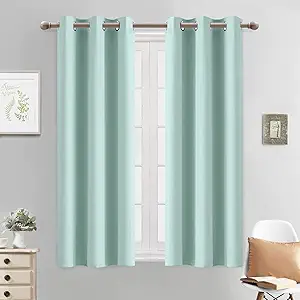 Yakamok Blackout Curtains Room Darkening Thermal Insulated with Grommet Window Curtain for Living Room, 38 x 54 inch, Aqua, 2 Panels