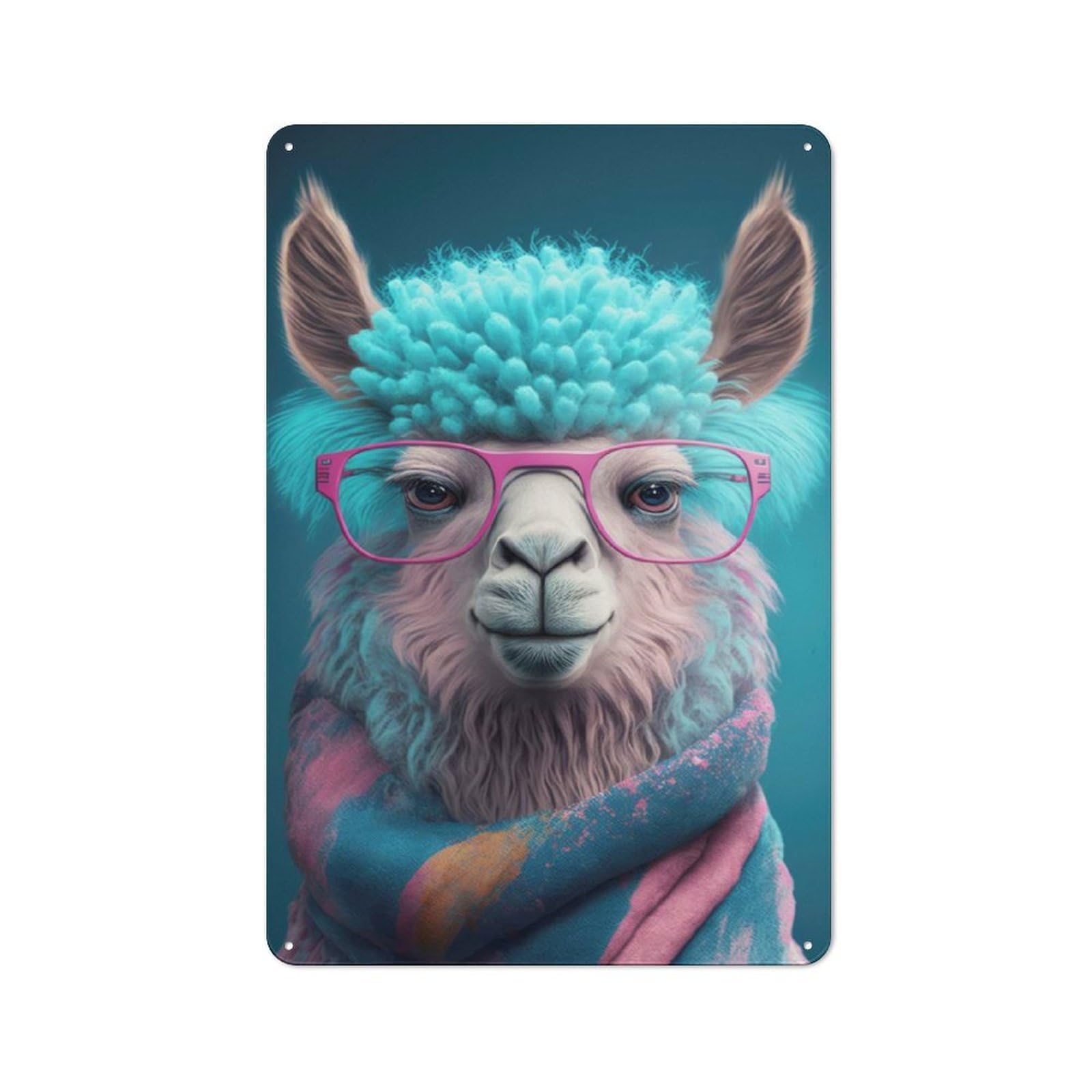 Cute Llama Art Metal Wall Sign 30x20cm, Nostalgic Classic Pub Decor for Pub, Home Bar, Shed Or Man Cave