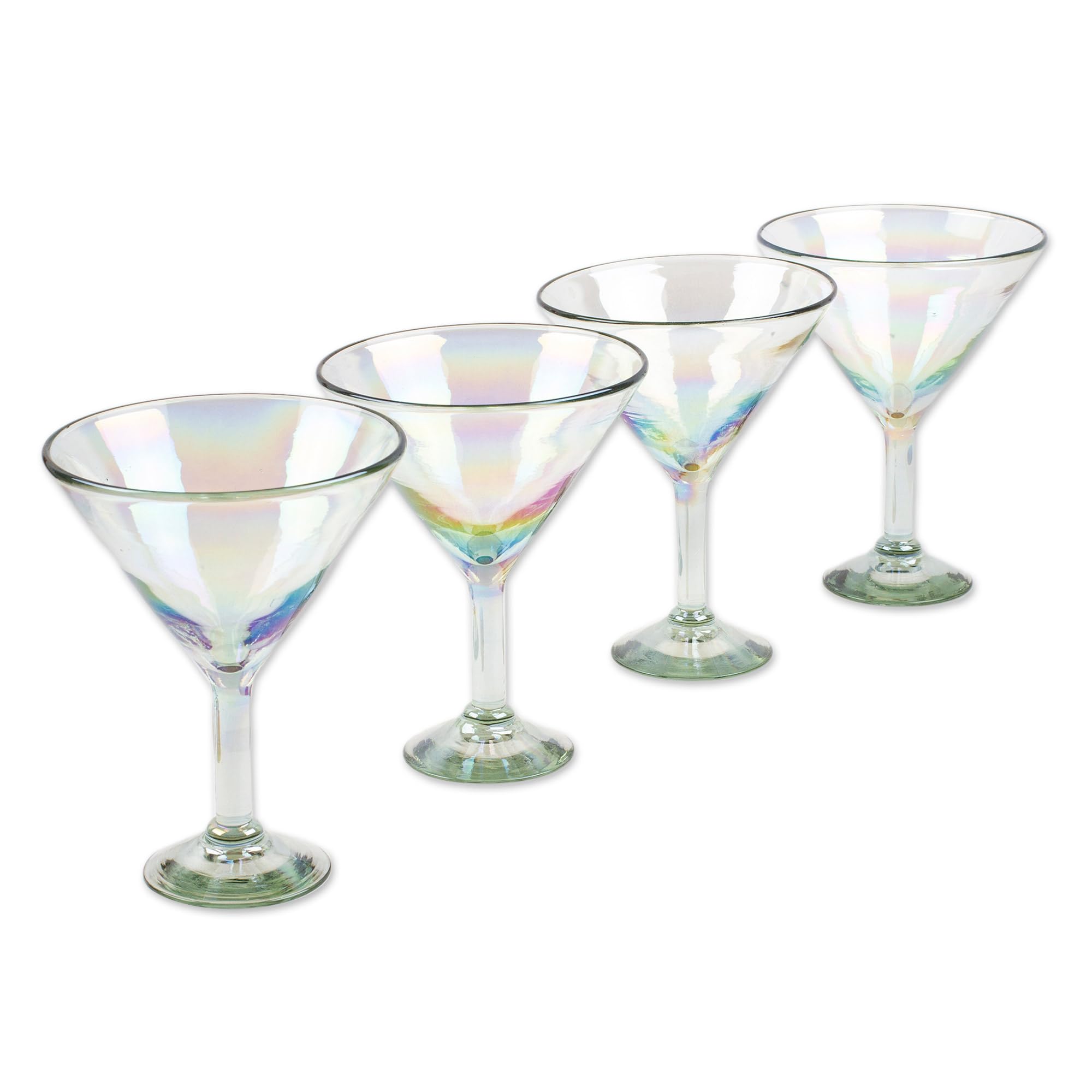 NOVICA Handmade Handblown Martini Clear from Tableware Drinkware Recycled 'Ethereal Glamour'(Set of 4)