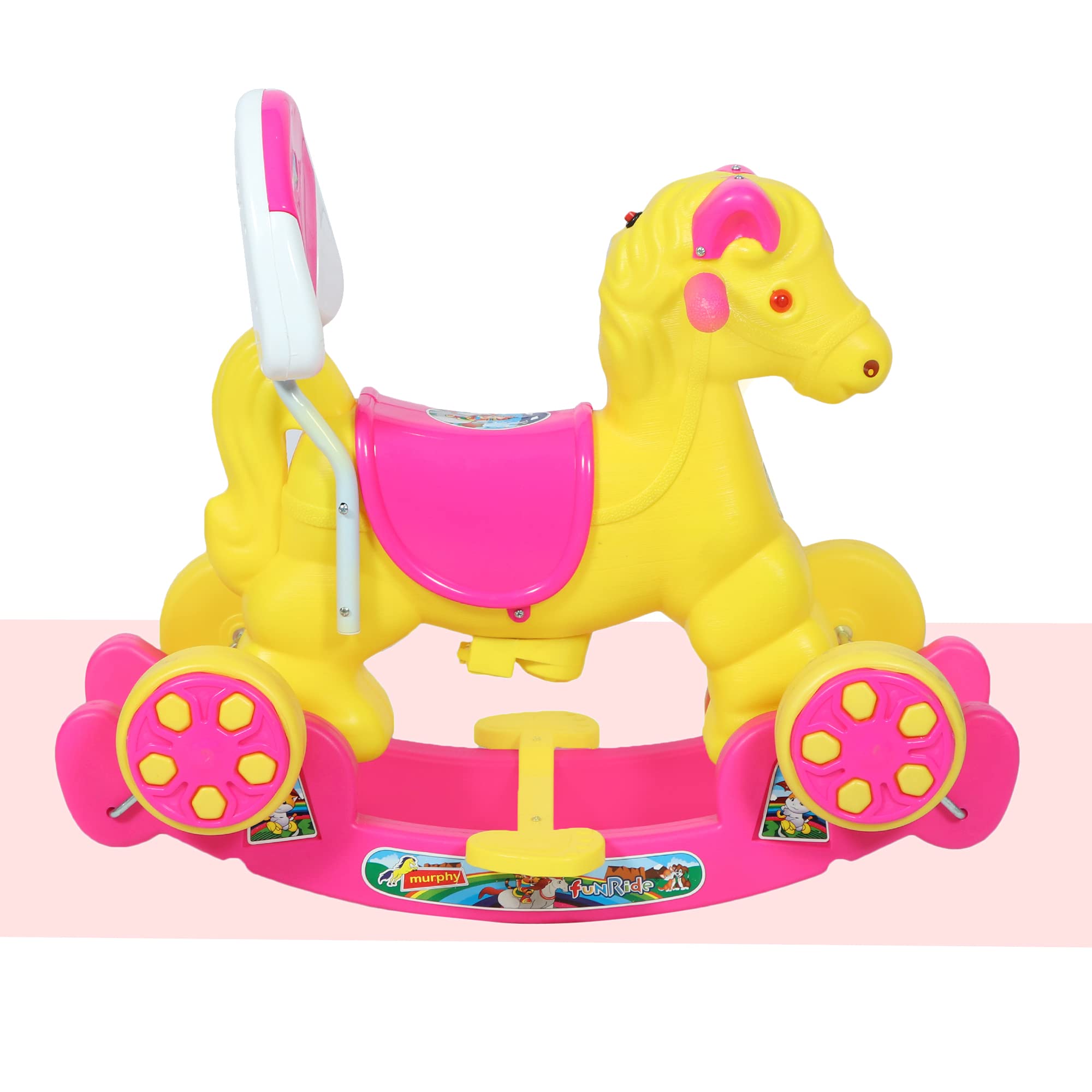 HerHome Rocking Horse Ride On for Kids - Murphy Super 2-in-1 Musical Horse Rocker Cum Ride On Toy with Backrest - Ideal Age - 1 Year to 3 Years, Weight Supported - Upto 25 KG (Pink) 4