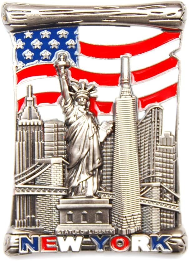 U.S Flag New York Souvenir Fridge NY Magnet - US Flag,Statue of Liberty,Empire State Building,Brooklyn Bridge,NYC Magnet Metal (Pack 1)