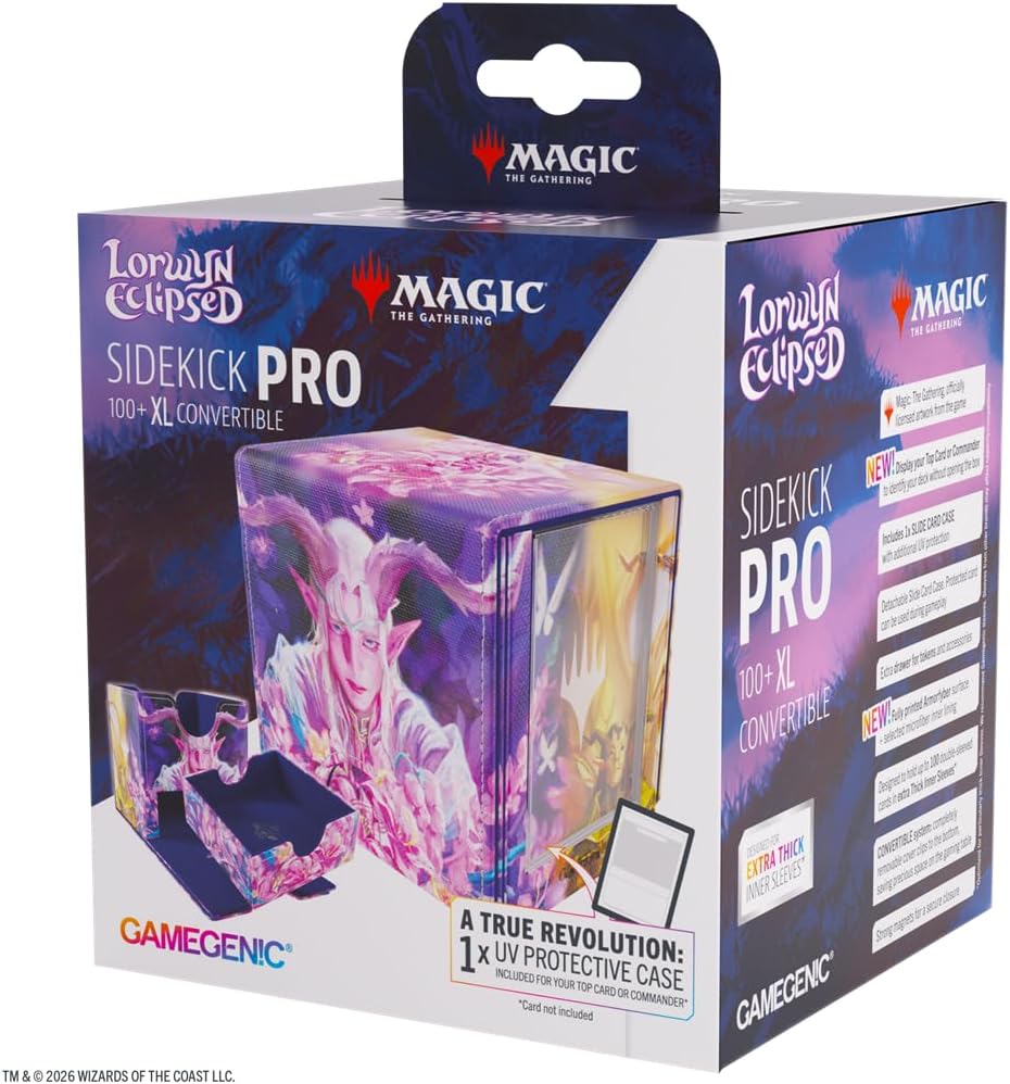 Gamegenic Magic: The Gathering Lorwyn Eclipsed Sidekick PRO 100+XL - Morcants Loyalist/Dawnhand Eulogist Design, Convertible Deck Box, Holds 100+ Double-Sleeved Cards, Sideloading Commander Display