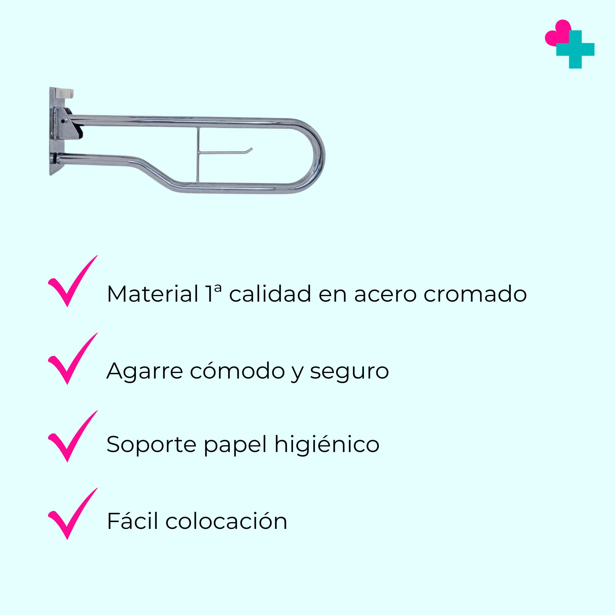 Barra Baño Minusvalido. Asidero Baño. Barra Minusvalidos WC. Barra de Agarre Para Baño.Barra abatible 74cm. Agarraderas Baño Para Mayores. Barra Abatible Acero Cromado.
