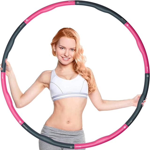 TROTH Weighted Hula Hoop for Adults/Kids - Soft Foam Padded Smart Hula Hoops for Exercise - 8 Sections Detachable Weighted Hoop - Fitness Hula Hoops for Workout Dance Weight Loss Unisex Fitness Ring