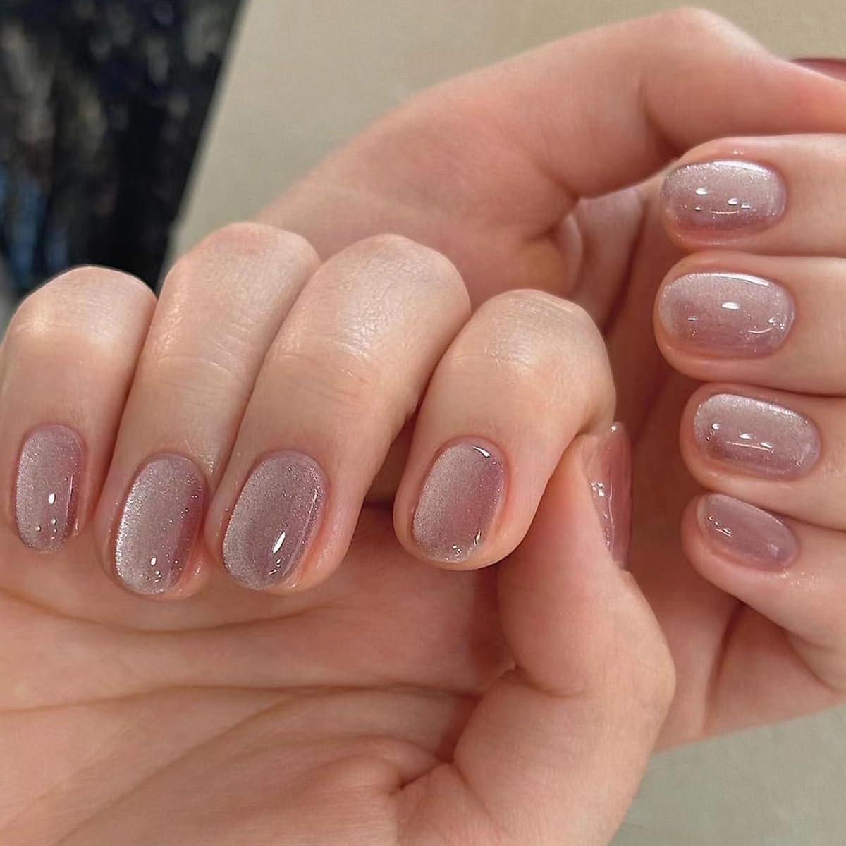 AkiliBIELY Square Press on Nails Cat Eye Short Pink Fake Nails Squoval Cute Fantasy Glue on Nails Women Classy Aesthetic Stick on Nails Acrylic Gel