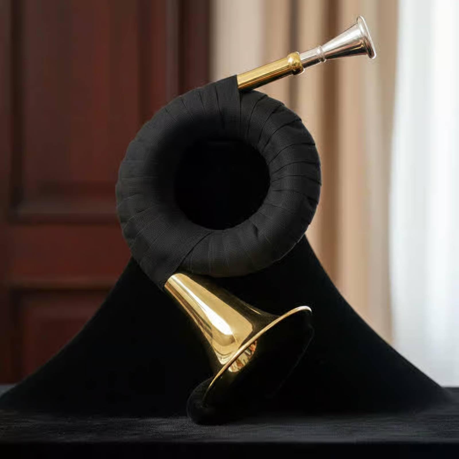 predolo Corno Francese Mini in Ottone Bb Corno Strumento Banda Orchestrale Studio Compatto Corpo in Ottone Finitura Timbro Chiaro con Supporto E Panno Adatto
