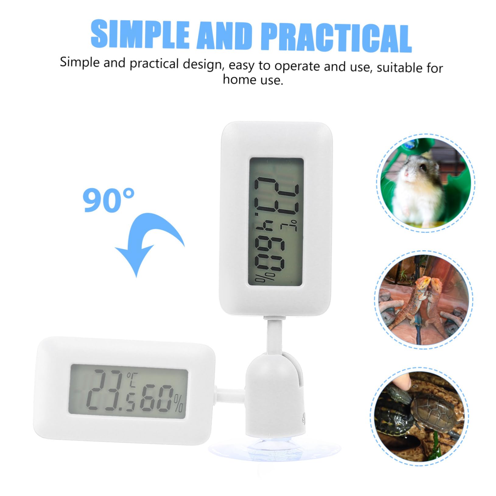 Toddmomy 4piezas Digital Rotatorio Para Terrarios De Reptiles Medidor De Temperatura y Humedad Ventosa Compatible Dragones Barbados y Otros Reptiles Precisión Mejorada Para Acuarios y