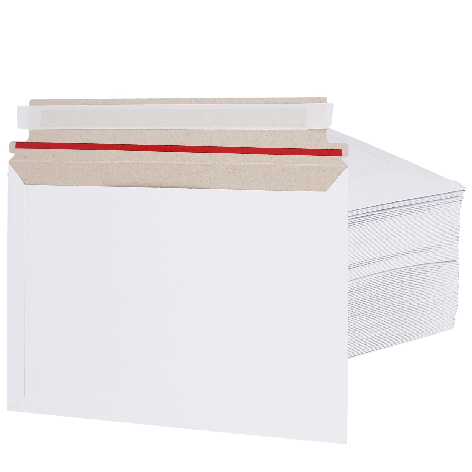 100 Stück Versandtaschen A5, 25 x 16cm Weiß Briefumschläge aus Pappkarton, A5 Versandtaschen Selbstklebend für Büro, Geschäft