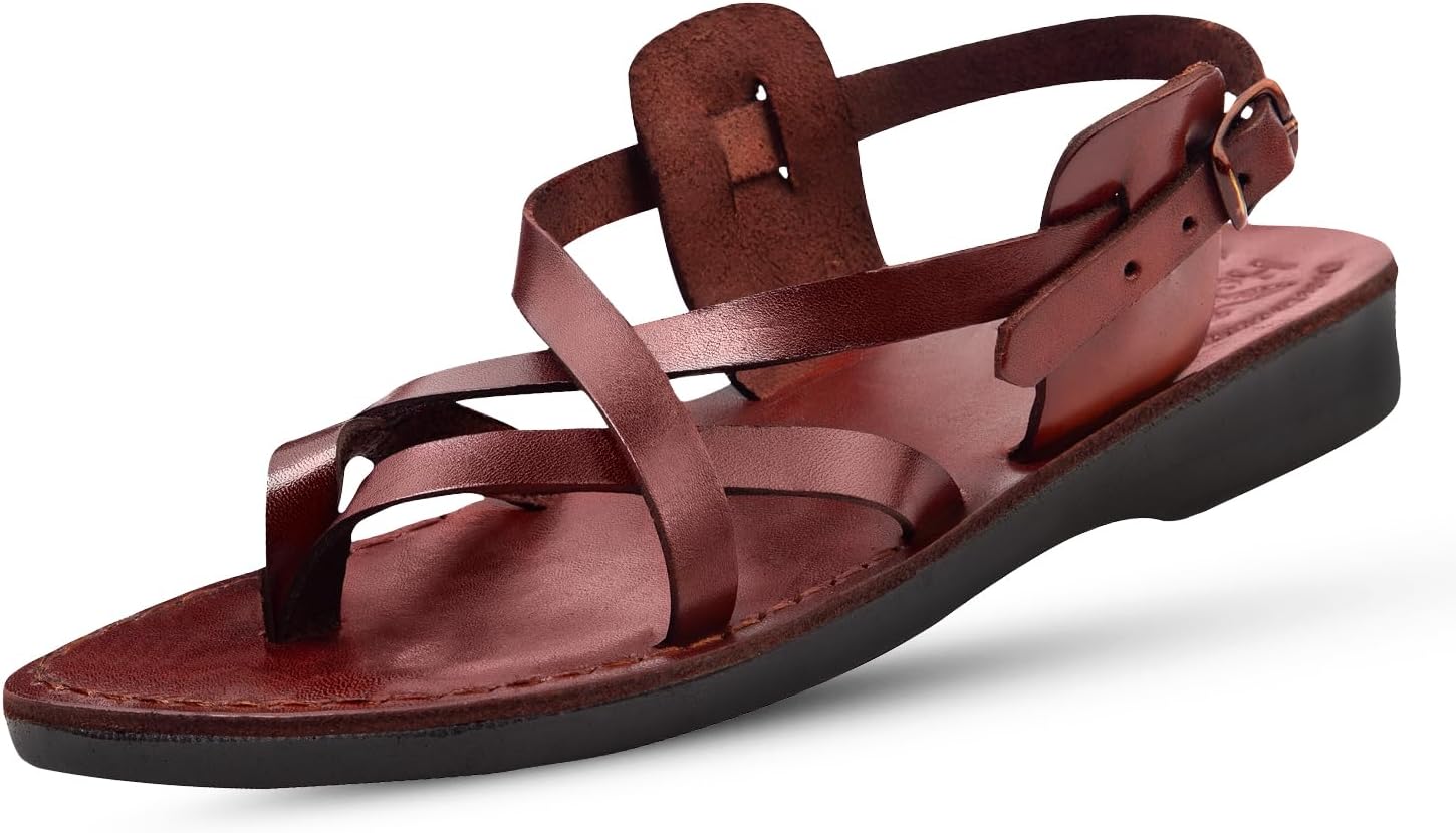 Holy Land Market Men/Women Biblical Jesus Leather Sandals/Slides From Jerusalem (Yashua Style III)