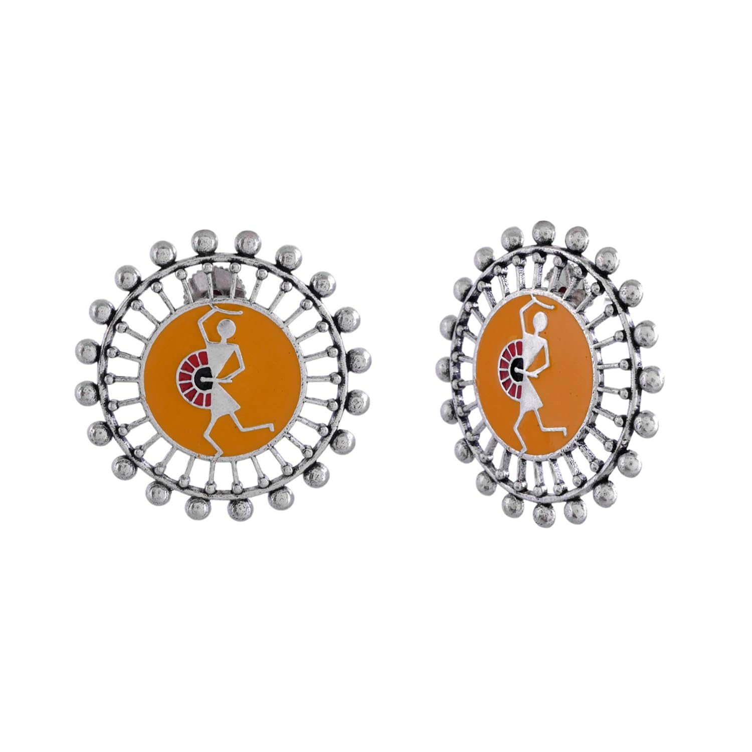 Voylla Warli Dholida Earrings Studs Earrings For Women|Enamel|Summer|Gift For Her|Oxidised| (B0D6NK5YW1) Amazon Price History, Amazon Price Tracker