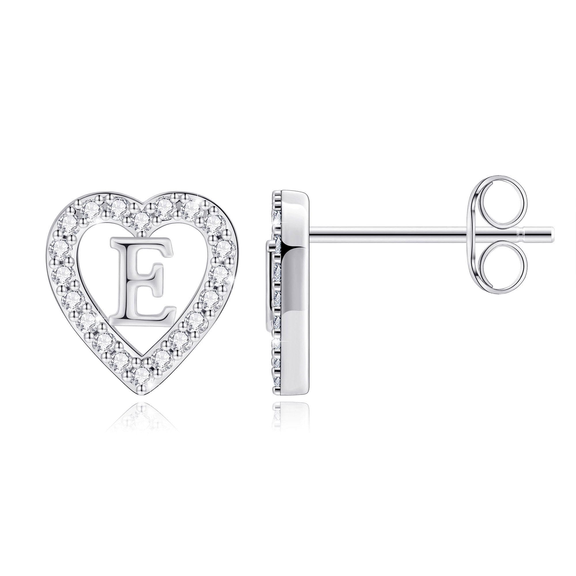Anoup Heart Initial Stud Earrings for Girls Kids, Hypoallergenic Earrings