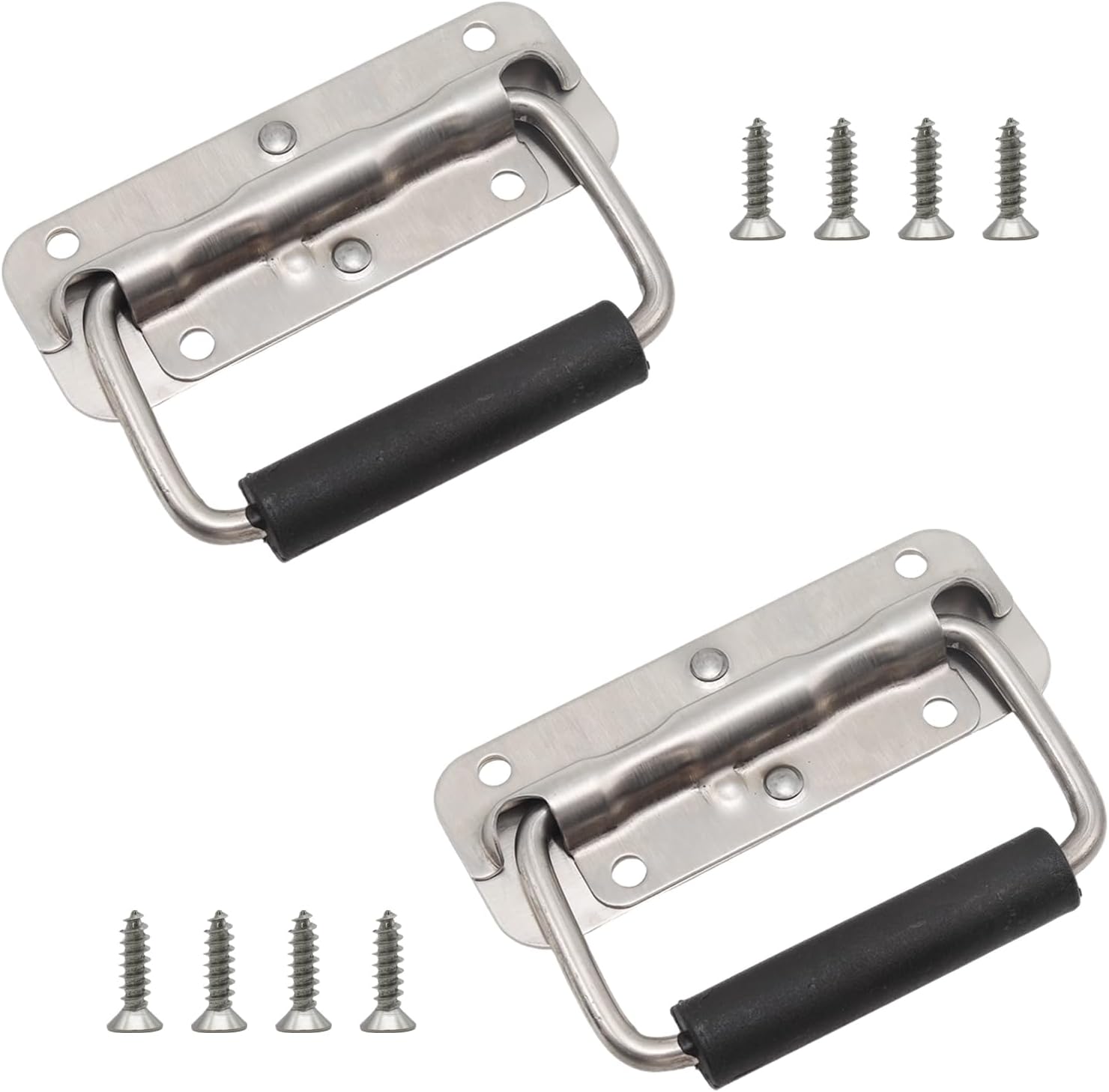 2Pcs 4.33 Inch Stainless Steel Pulls with Rubber Grip