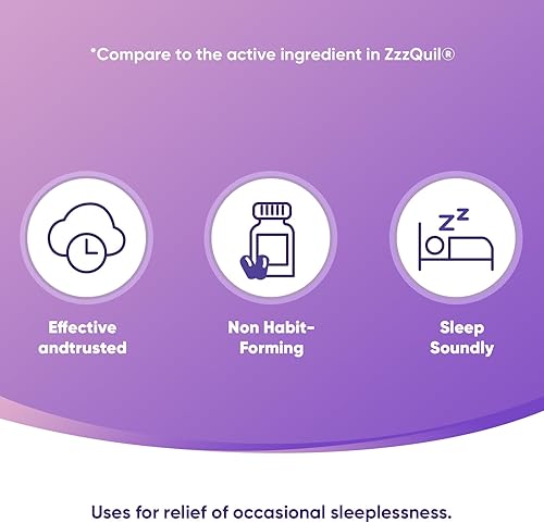 Miniatura 3 de RXZELL Ayuda para dormir, difenhidramina HCl 25 mg, 220 cápsulas blandas - Duerme más rápido, sueño reparador más profundo, no forma hábito